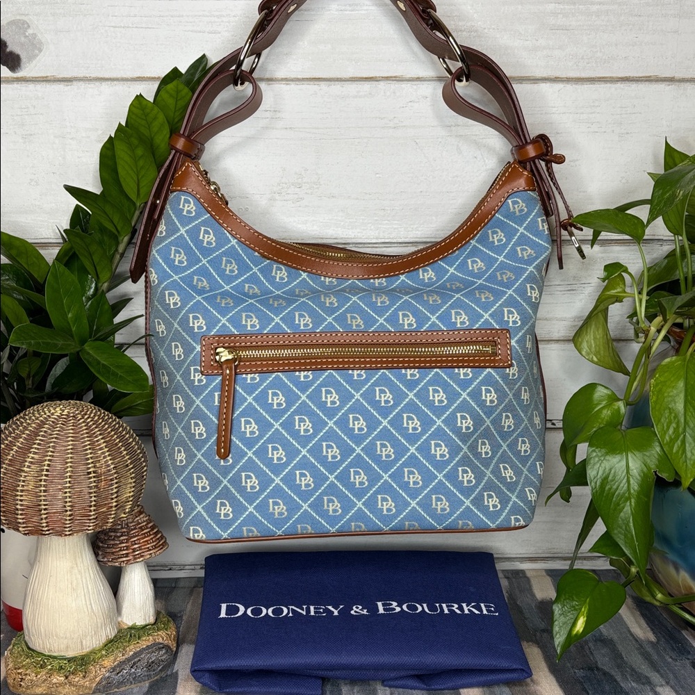 Dooney & Bourke Light Blue and Tan Shoulder Bag